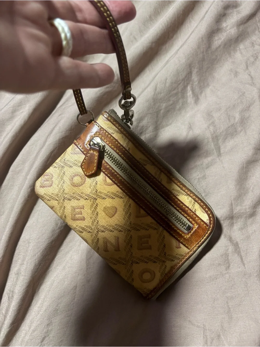 Dooney & Bourke Tan heart Patterned Wristlet